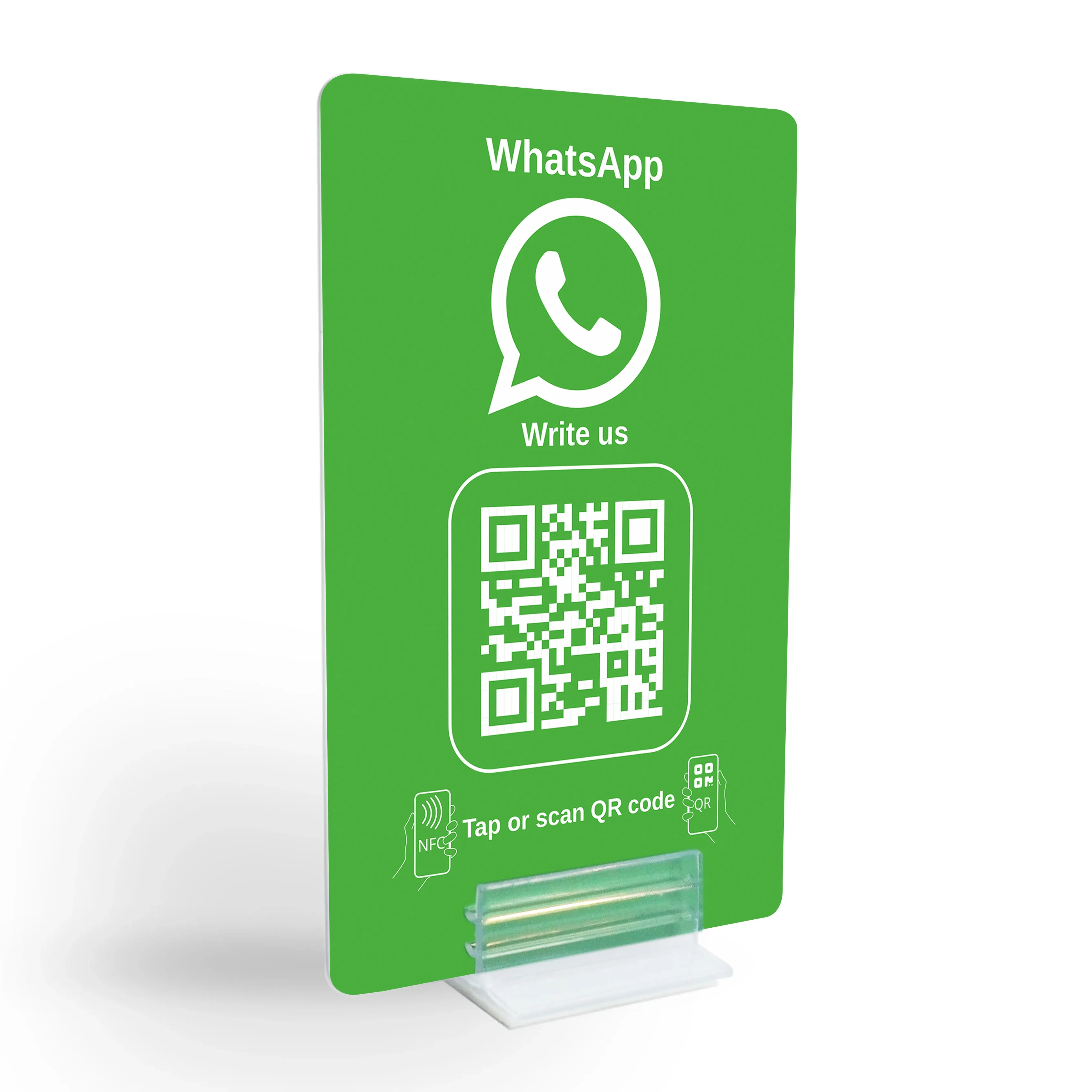 WhatsApp Direct Connect: pantalla con código NFC/QR para contactar al instante con el cliente